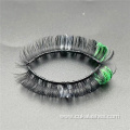 white and green colored glitter sparkle russian lashes